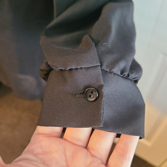 VTG NWT JCP Alicia Black Polyester Faux Bow Semi Sheer Hidden Button Blouse - Picture 8 of 13